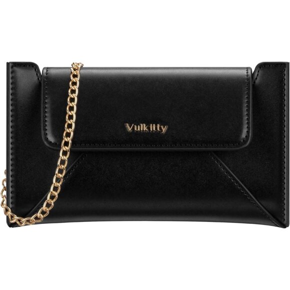 Black Envelope Clutch Purse for Women - Evening Handbag with Detachable Chain, P - Picture 1 of 7